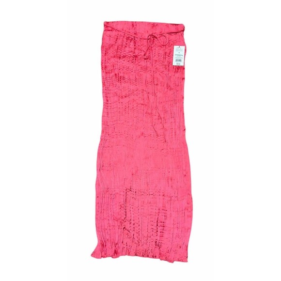 A New Day Women's Pleated Crinkle Satin Maxi Skirt by A New Day Coral Small - Picture 1 of 13
